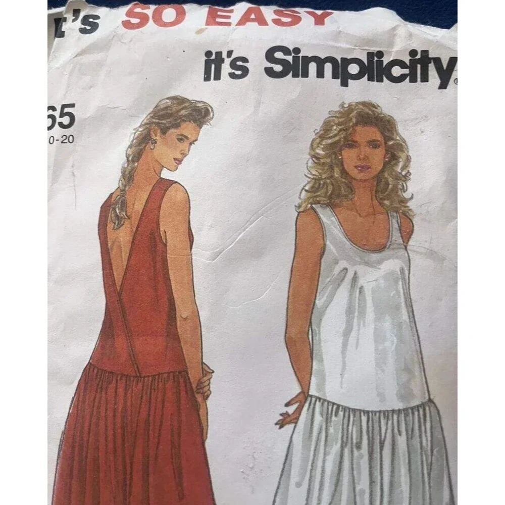 Simplicity It's So Easy 9665 Drop Waist Pullover Long Dress Sz 10 to 20